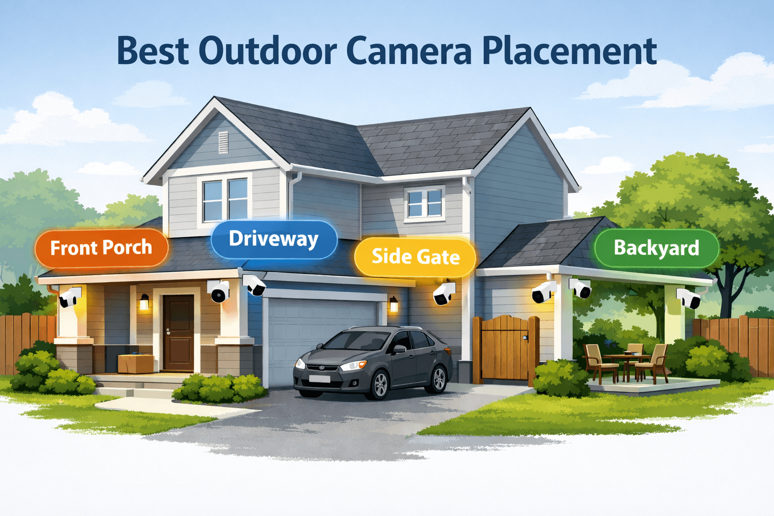 Best Outdoor Camera Placement: Porch, Driveway, Side Gate, Backyard